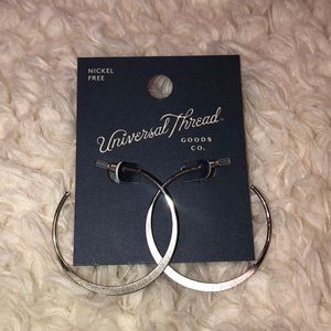 NWT - Open Flat Silver Hoop Earrings